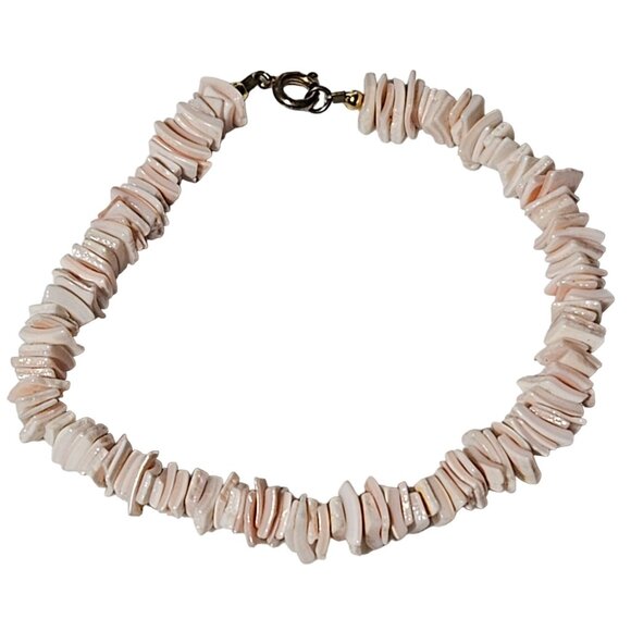 Boho Pink White Shell Chip Bracelet Beach Core Surfer Natural Fashion Jewelry - Picture 1 of 3